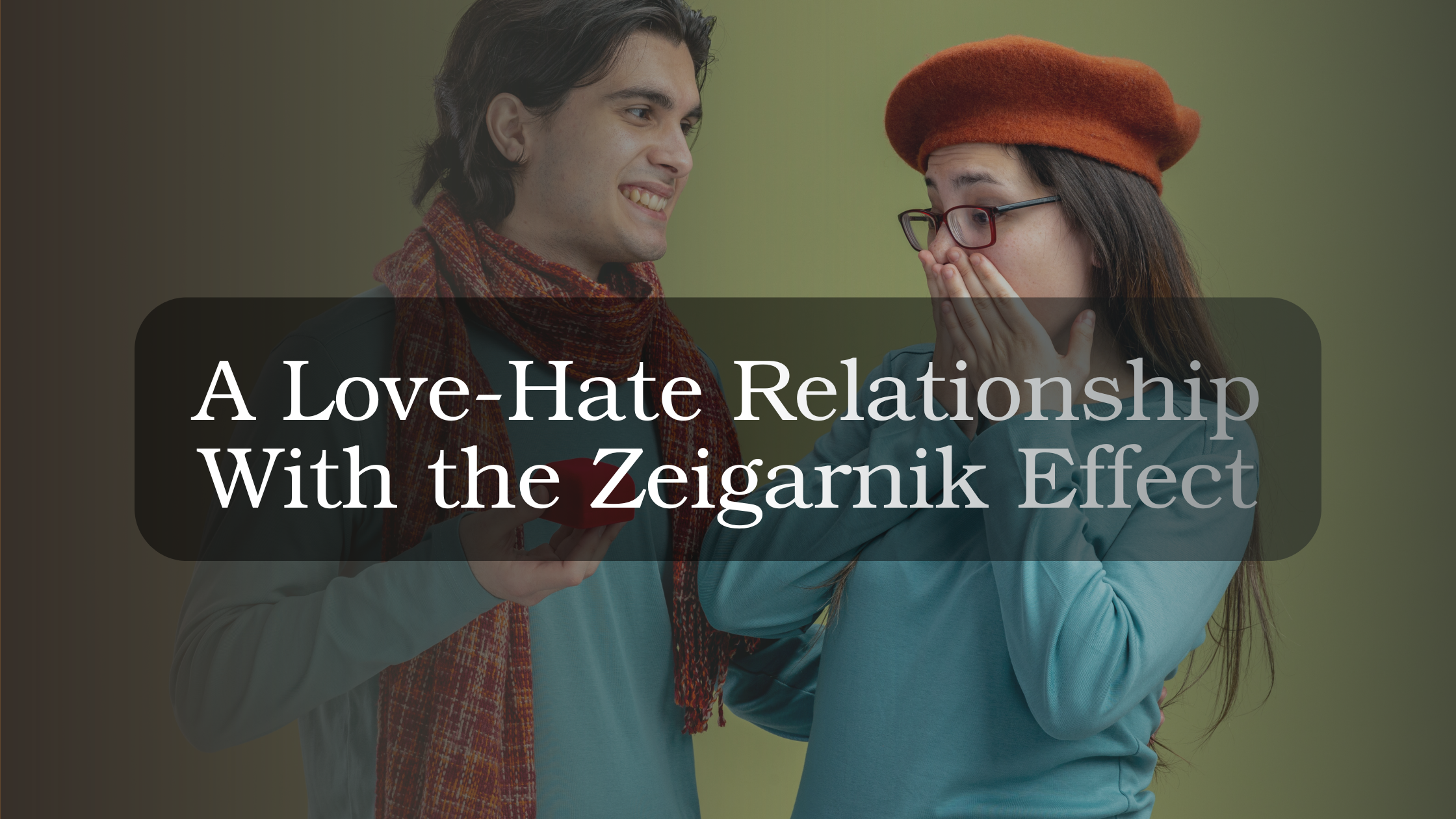 Illustration of a couple experiencing tension and unresolved thoughts, representing the Zeigarnik effect and its impact on unfinished emotional experiences in relationships