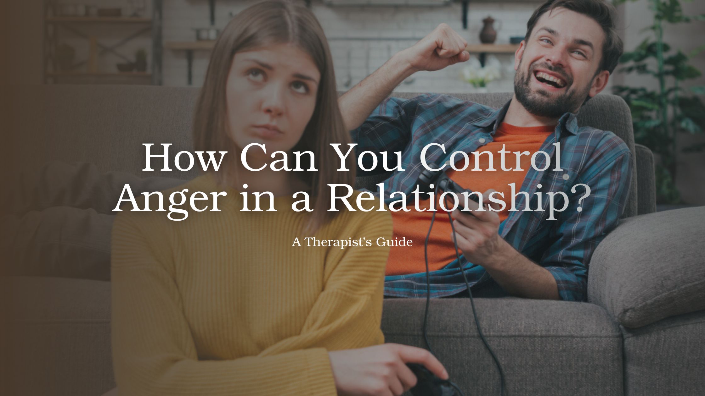 Couple working through anger issues in a therapy session, guided by a therapist to improve communication and emotional control