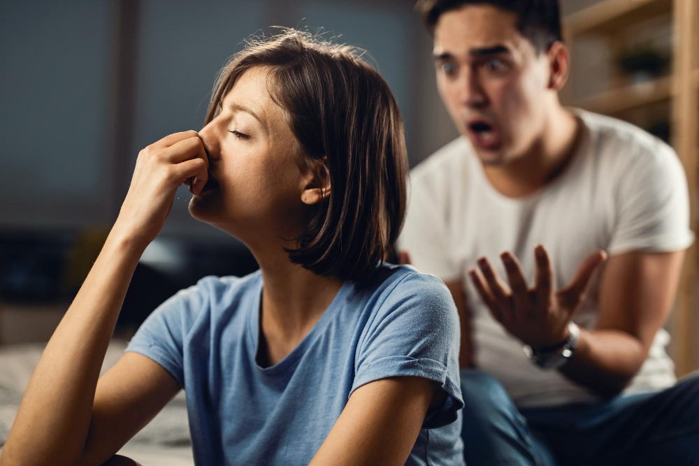 Couple struggling with trust and emotional pain after infidelity in a relationship