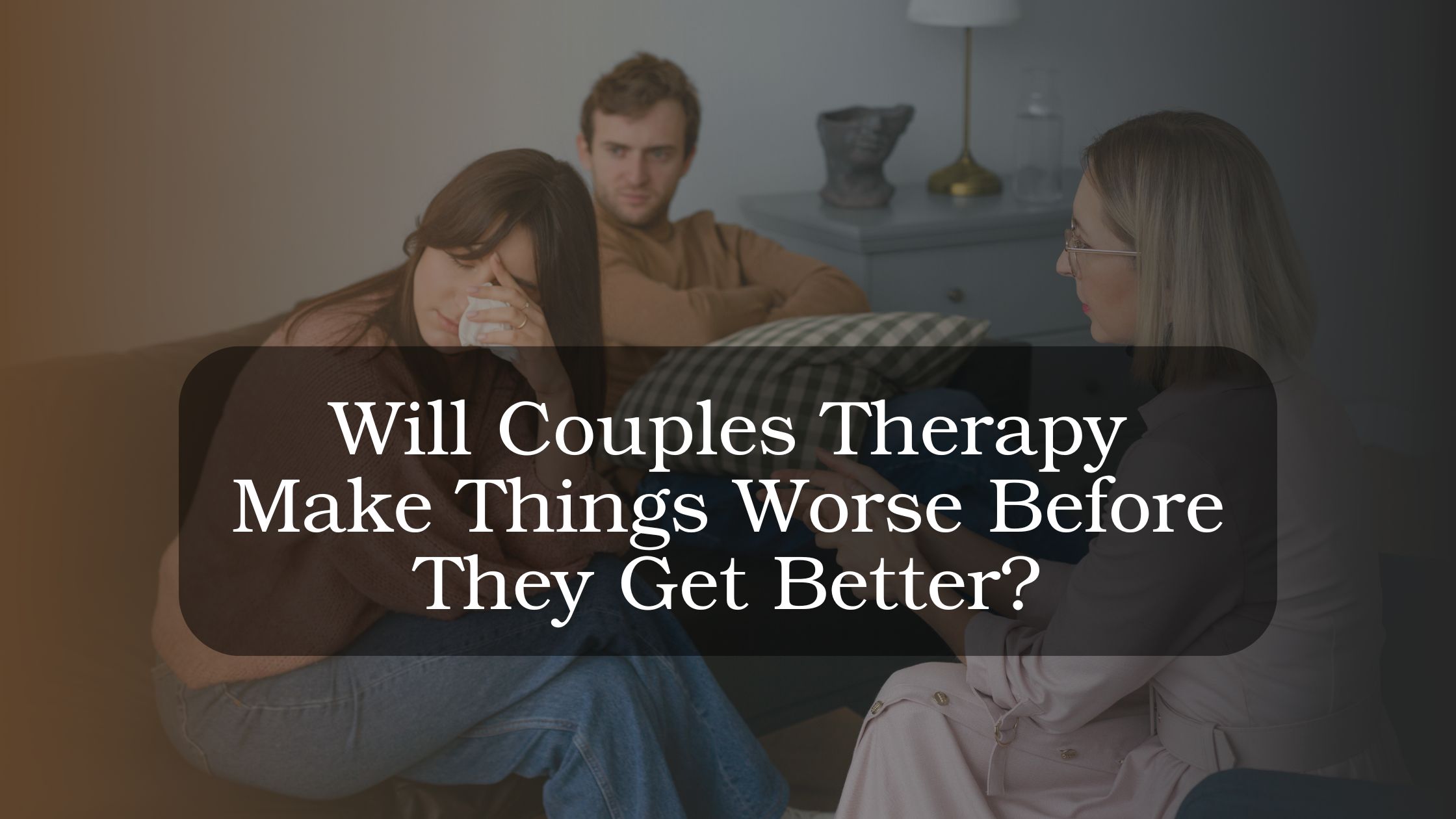 Couple in therapy discussing emotional struggles and communication challenges during relationship counseling.