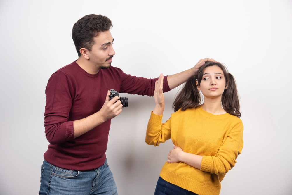 Couple addressing power imbalance in their relationship by discussing boundaries and mutual respect during a difficult conversation.