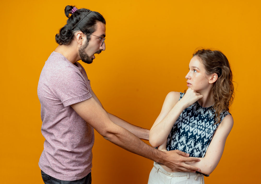 Partner prioritizing independence over emotional connection during a relationship discussion, illustrating a common sign of commitment issues in a romantic relationship.